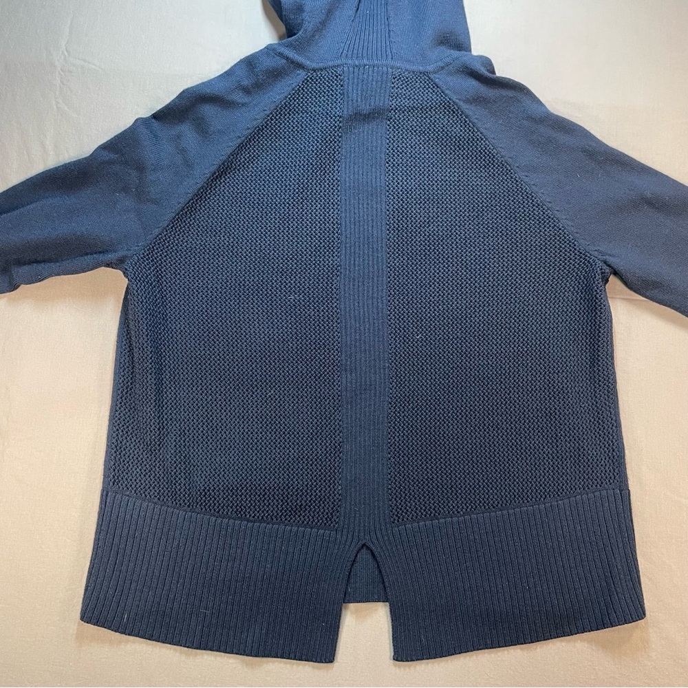 Athleta Verona Knit Merino Wool Blend Hoodie Sweater; Navy - Womens Small - Picture 12 of 16